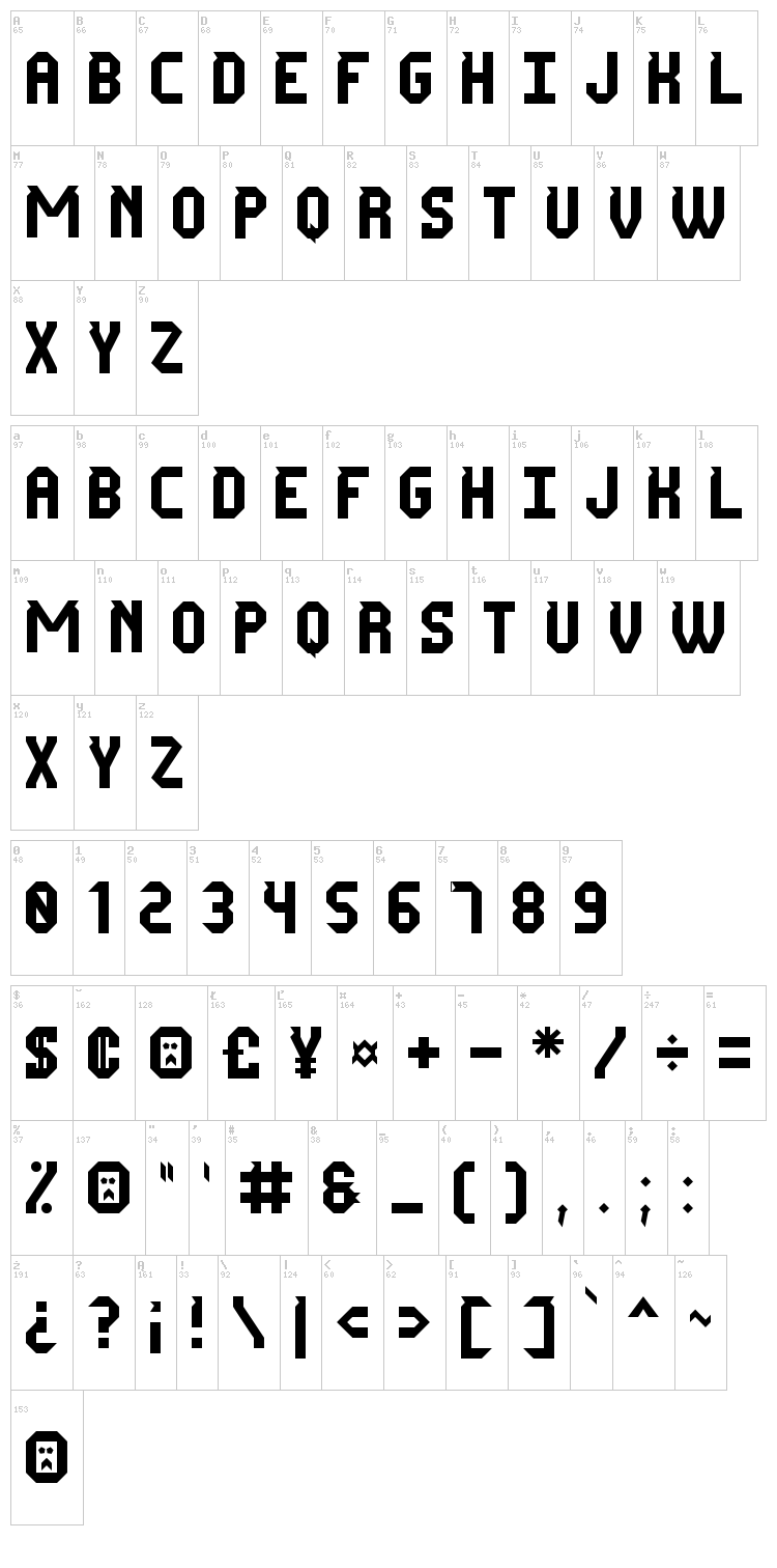 Mr Tech-Ly St font map
